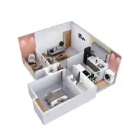 Kisana Skies Kiwale 1 BHK Floor Plan Image